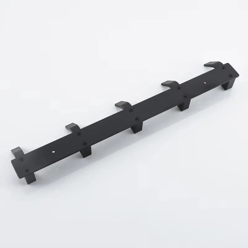 Wall-Mounted Black Metal Hook Rack for Bathroom or Entryway Organization