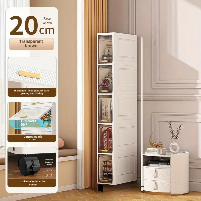 Slim Rolling Storage Cabinet – 3/4/5-Tier Narrow Organizer for Kitchen, Bathroom, or Living Room