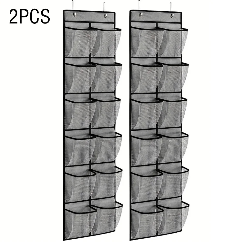 Over-the-Door Mesh Pocket Organizer – 12-Pocket Shoe & Accessory Storage