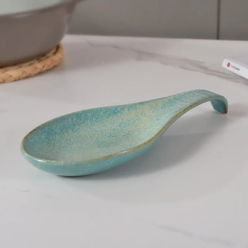 Speckled Ceramic Spoon Rest for Kitchen Counter