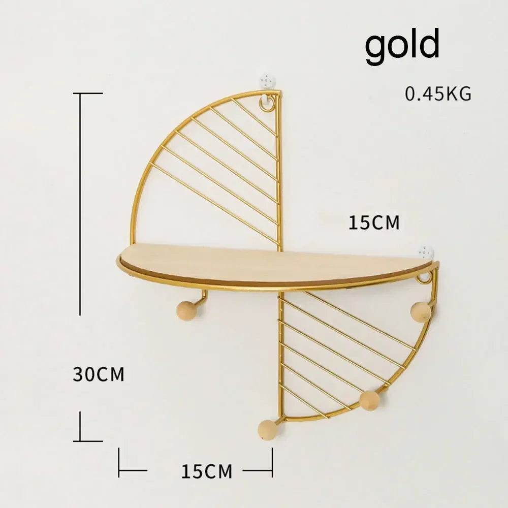 Harbor Semi-Circle Wall Shelf with Hooks