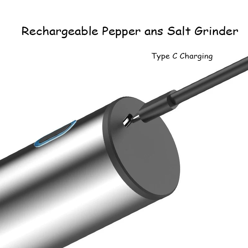 Rechargeable Electric Salt and Pepper Grinder – Adjustable Coarseness