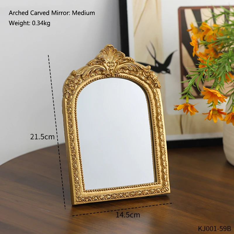 Eloise Arched Carved Tabletop Mirror