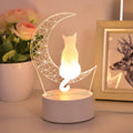 Moon Cat 3D USB Night Light – Warm Yellow Bedroom & Desk Lamp