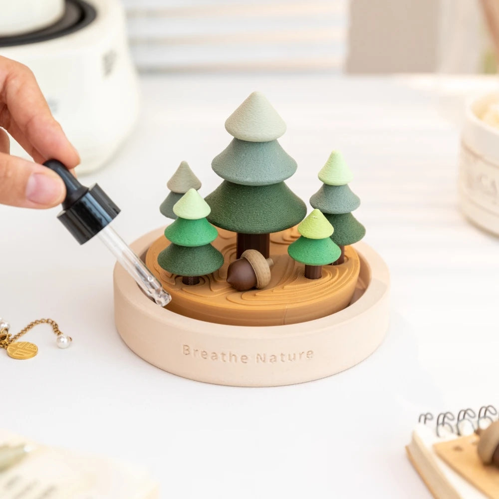 Pine tree landscape style essential oil diffuser with dropper
