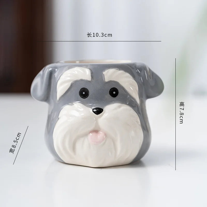 Marlow Dog Face Porcelain Mini Planter – Desktop Animal Pot