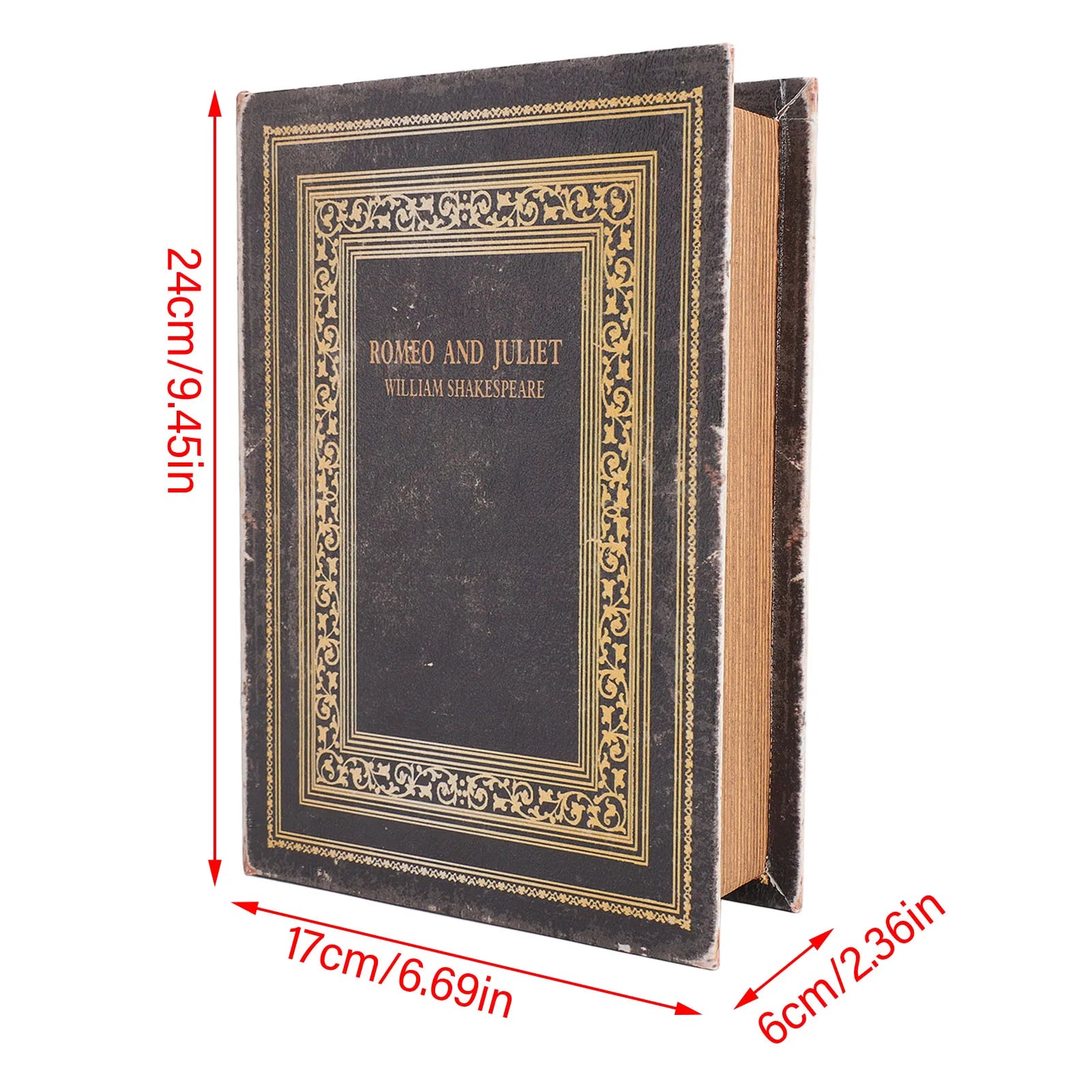 Marlow Vintage Book Storage Box – Faux Leather & Wood