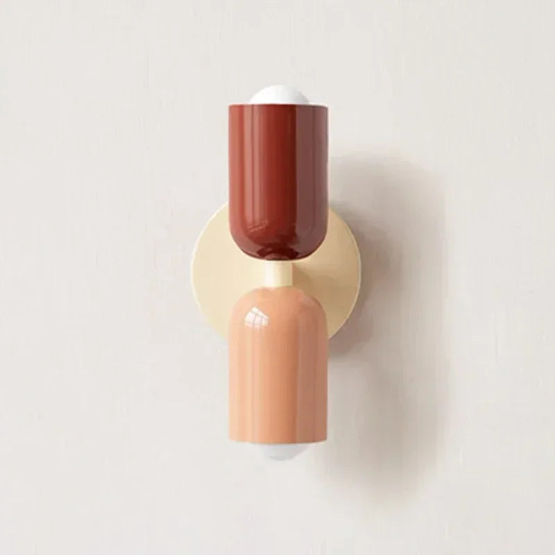 Red and peach double shade macaron wall lamp