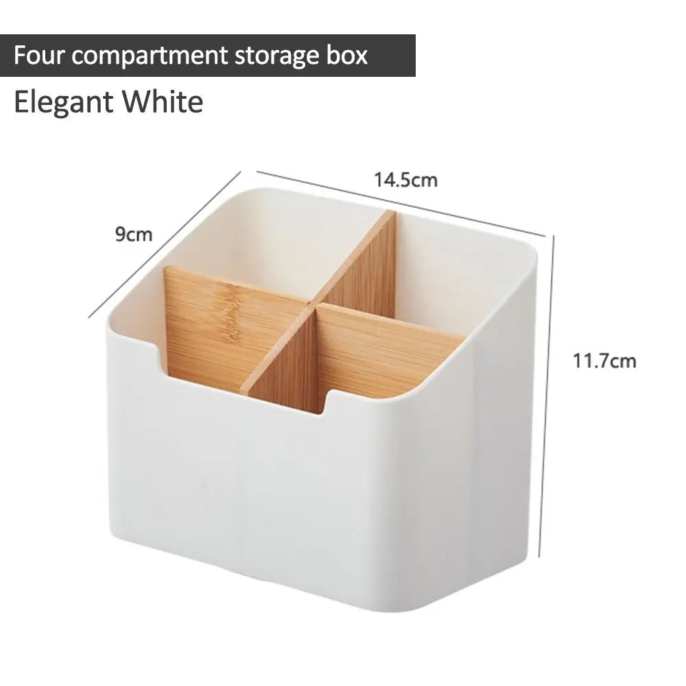 Wood & White Remote Control Organizer Box for Living Room or Bedroom