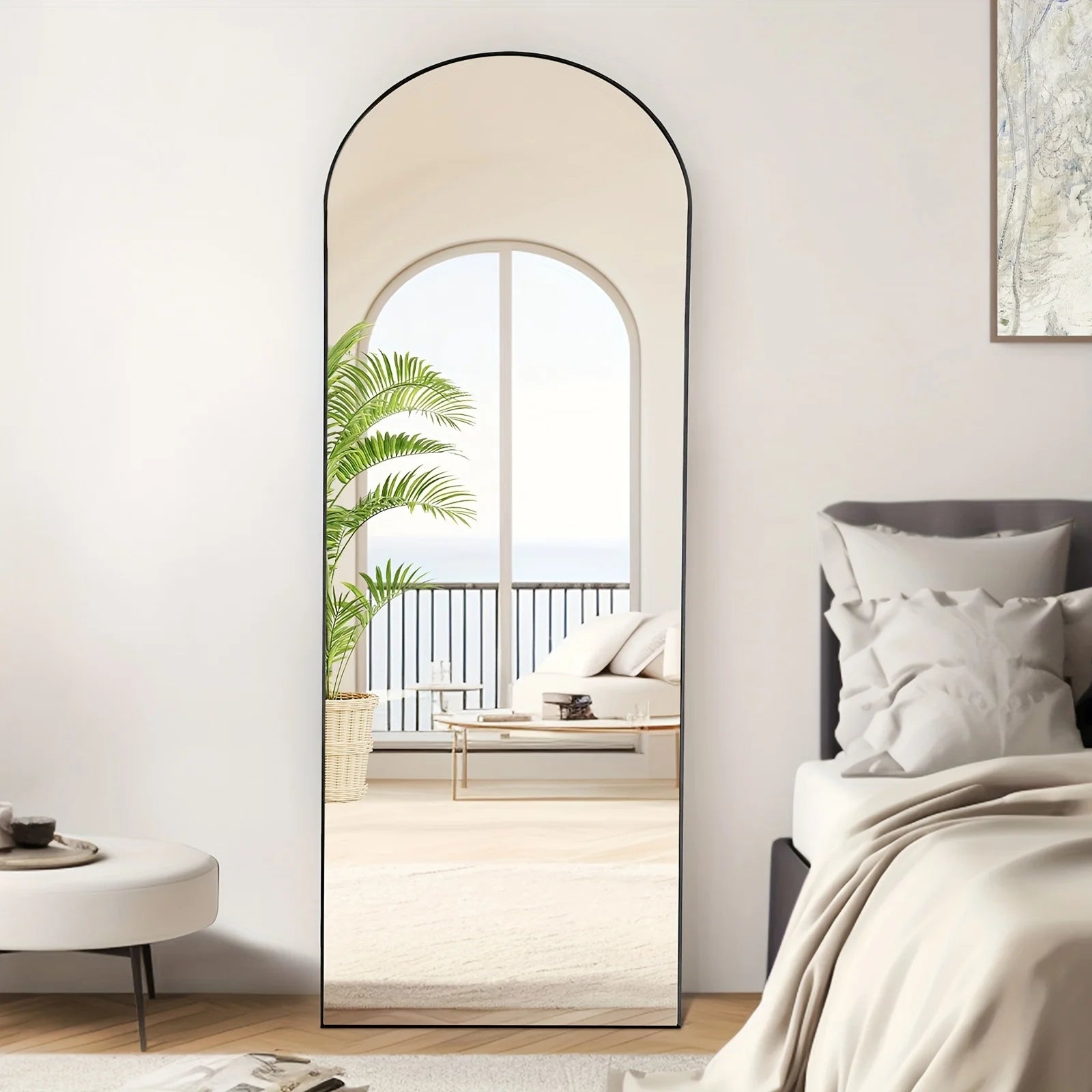 Elowen Arched & Rectangular Full Length Mirror with Aluminum Frame
