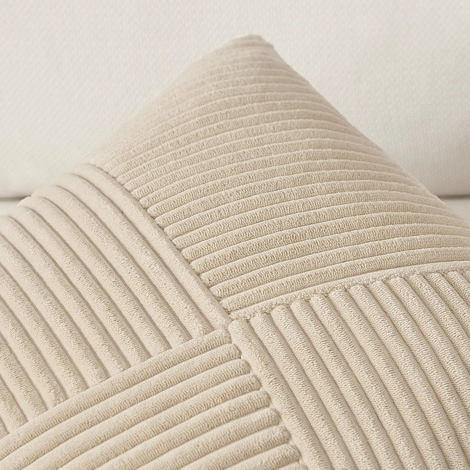 Close-up of corduroy textured throw pillow cover fabric
