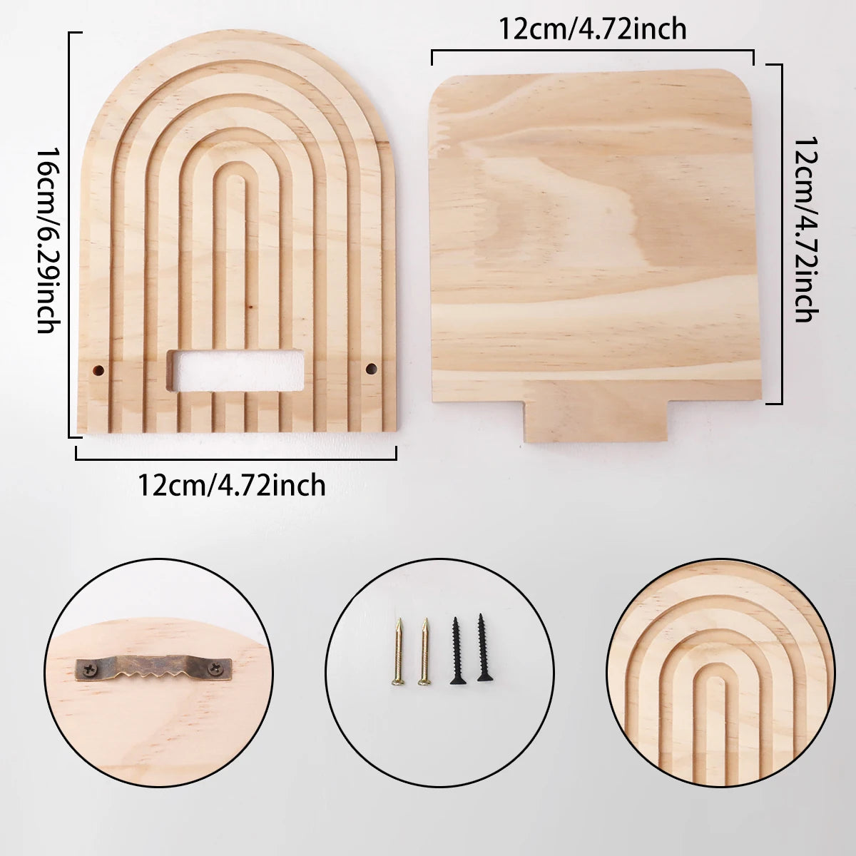 Solna Boho Arched Wooden Wall Shelf – Rainbow Design Floating Shelf for Living Room or Bedroom
