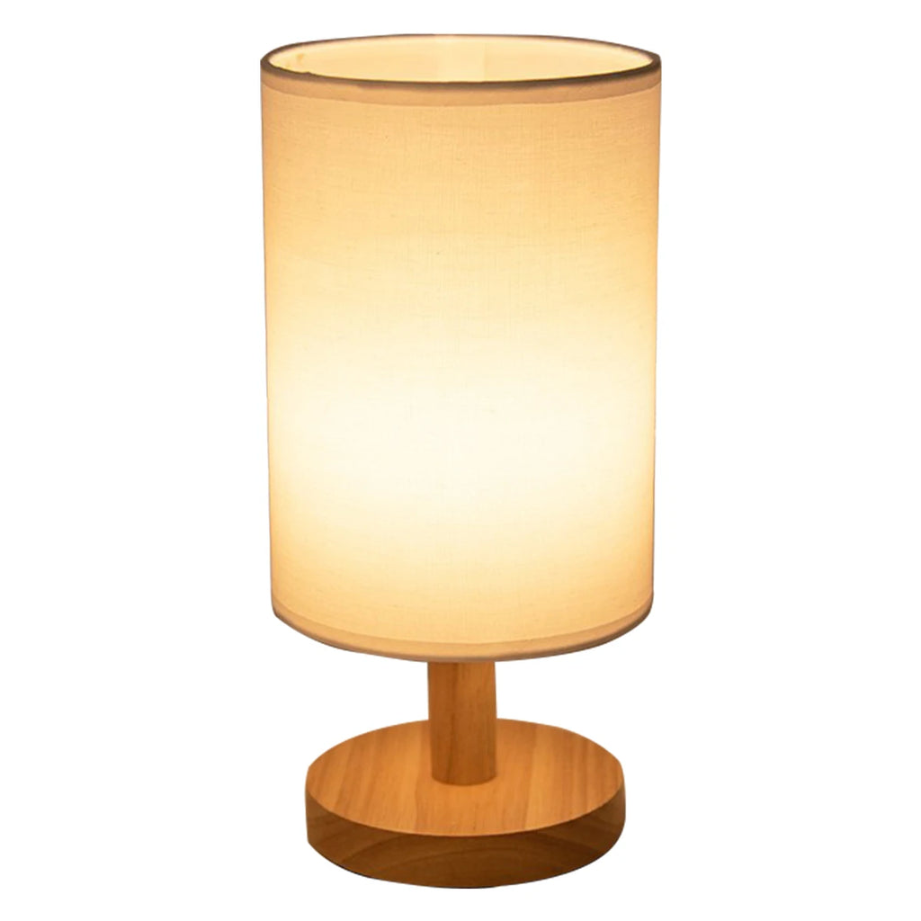 Harbor Cylinder USB Bedside Lamp with Linen Shade