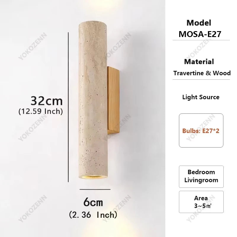 Linden Travertine & Wood Wall Sconce