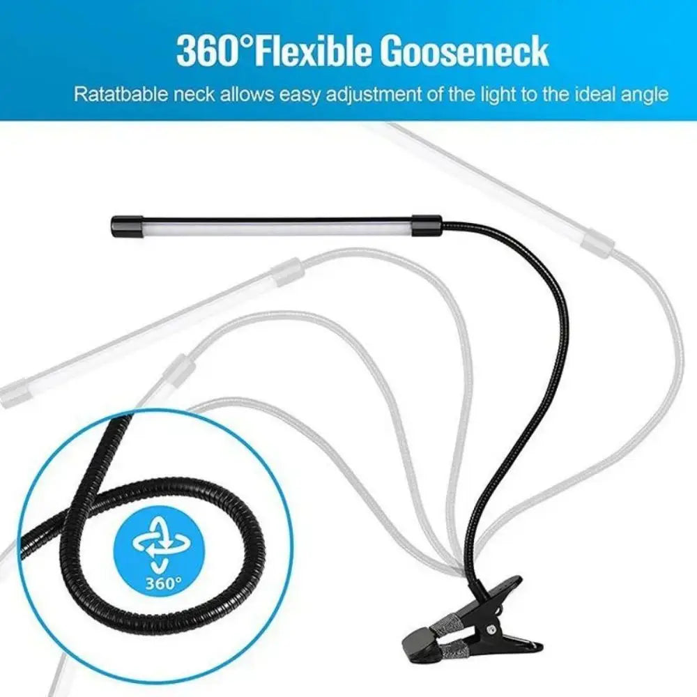 Dimmable LED Clip-On Desk Lamp with Flexible Gooseneck for Reading & Home Office