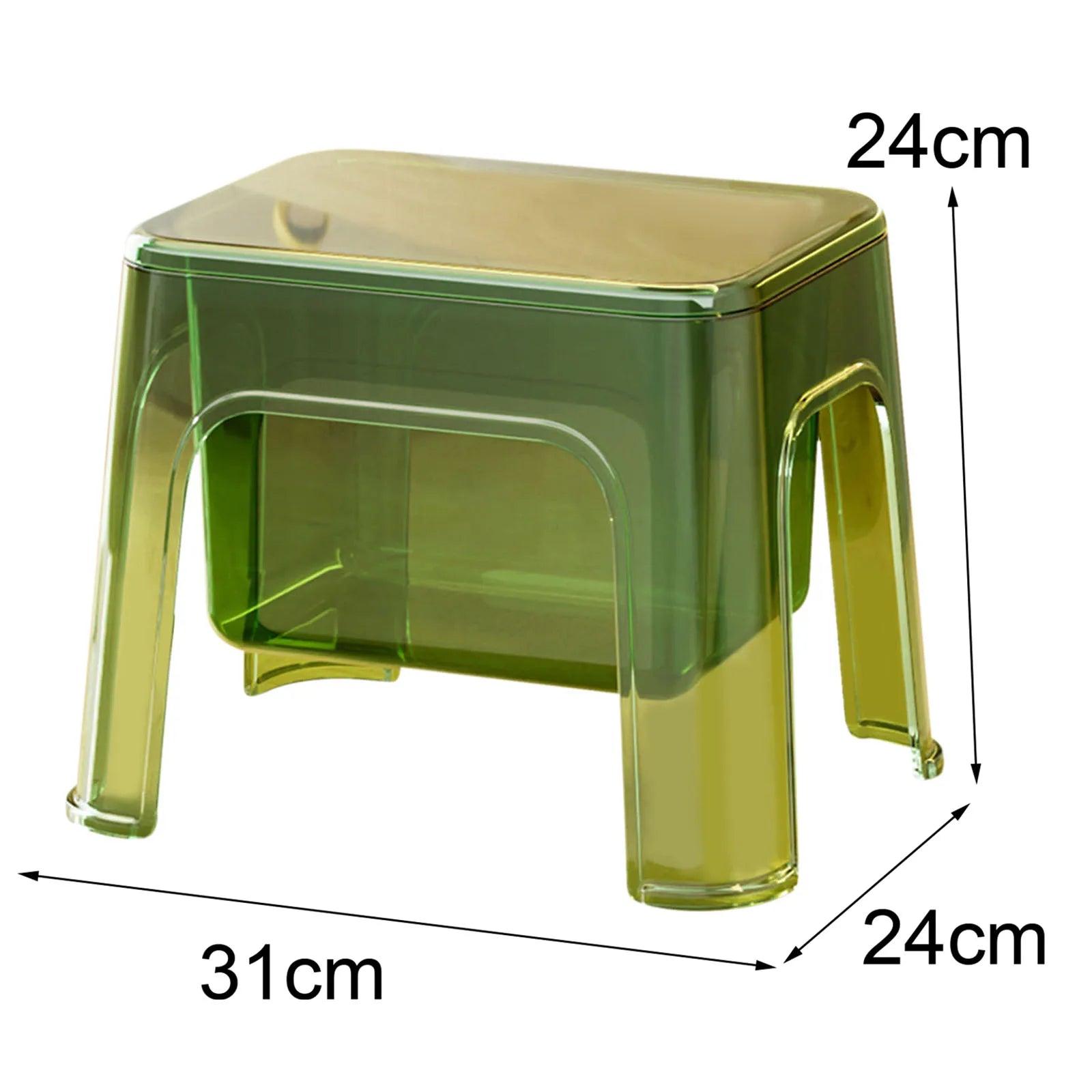 Clear Storage Step Stool with Lid for Laundry, Entryway, or Bathroom