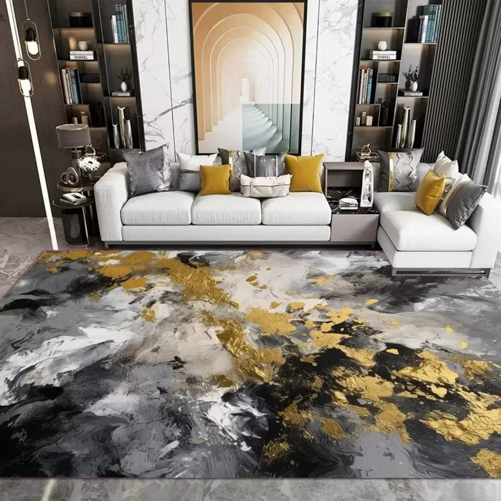 Modern Washable Area Rug with Anti-Slip Backing for Living Room