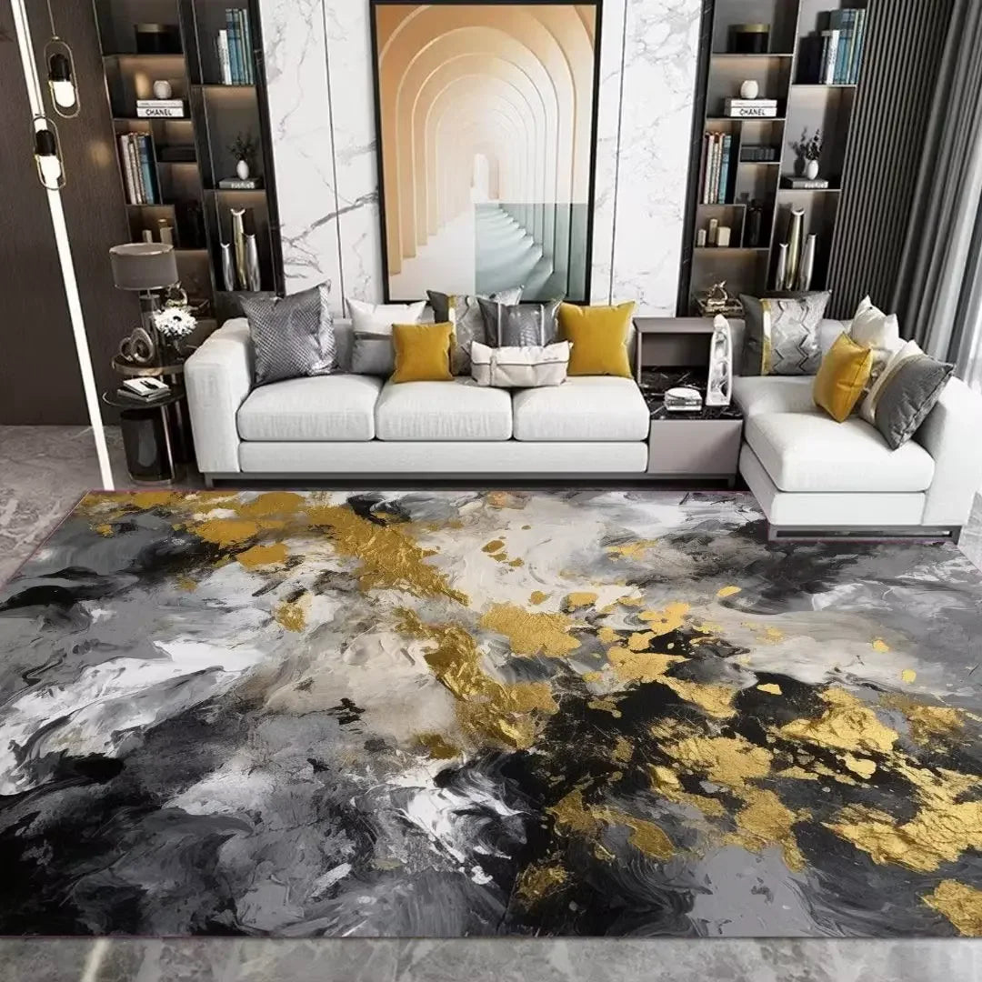 Modern Washable Area Rug with Anti-Slip Backing for Living Room