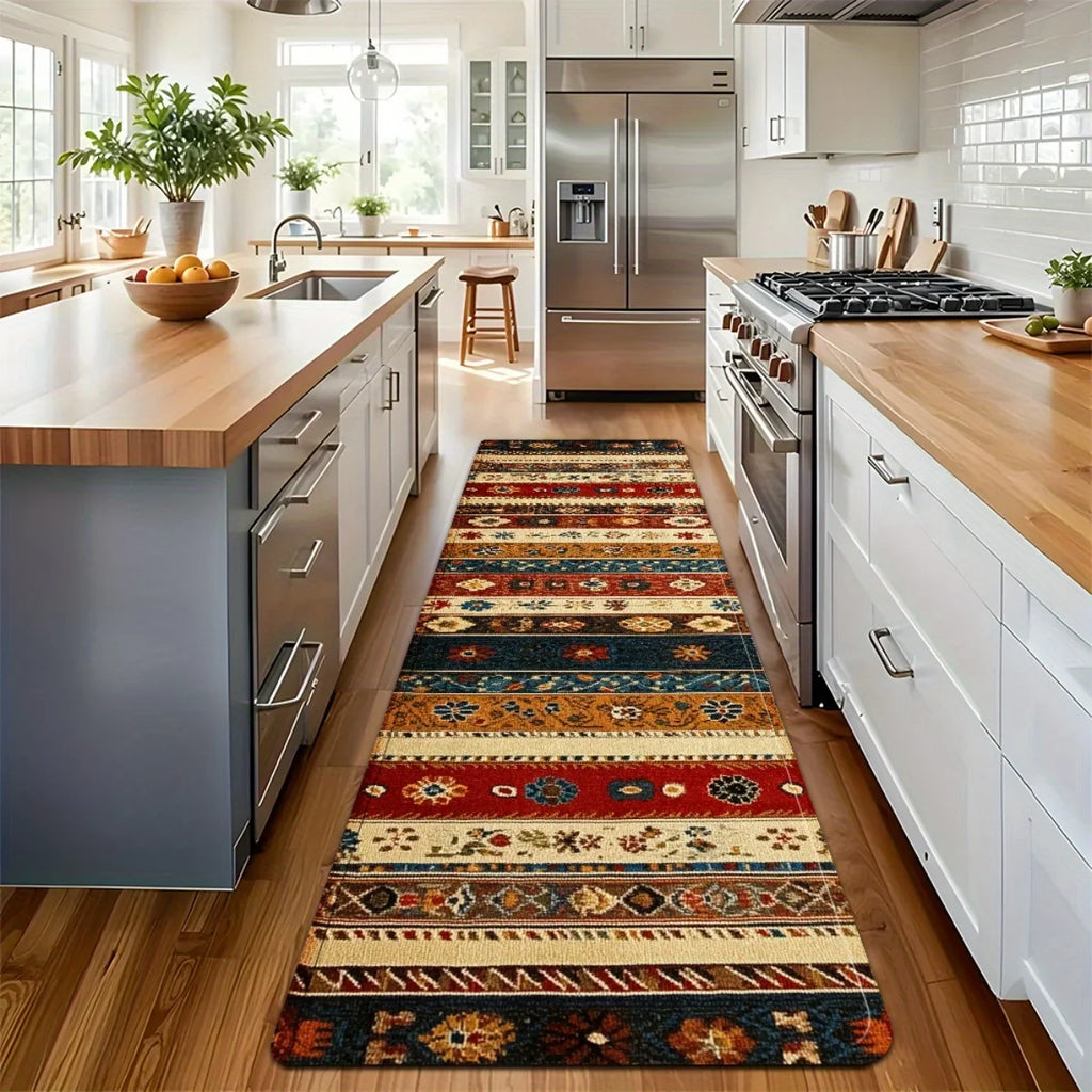 Mira Bohemian Floral Runner Rug – Washable Non-Slip Hallway & Kitchen Mat