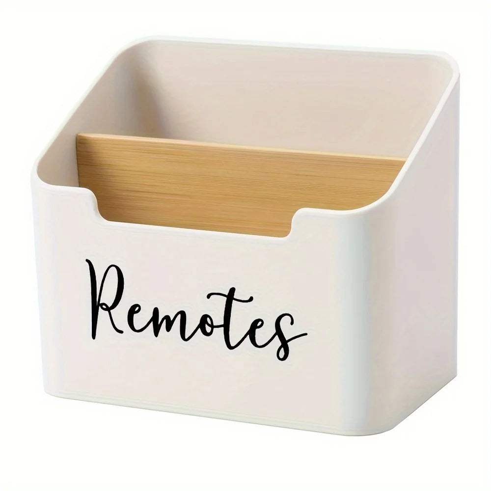 White Remote Control Holder Caddy with 2 Compartments