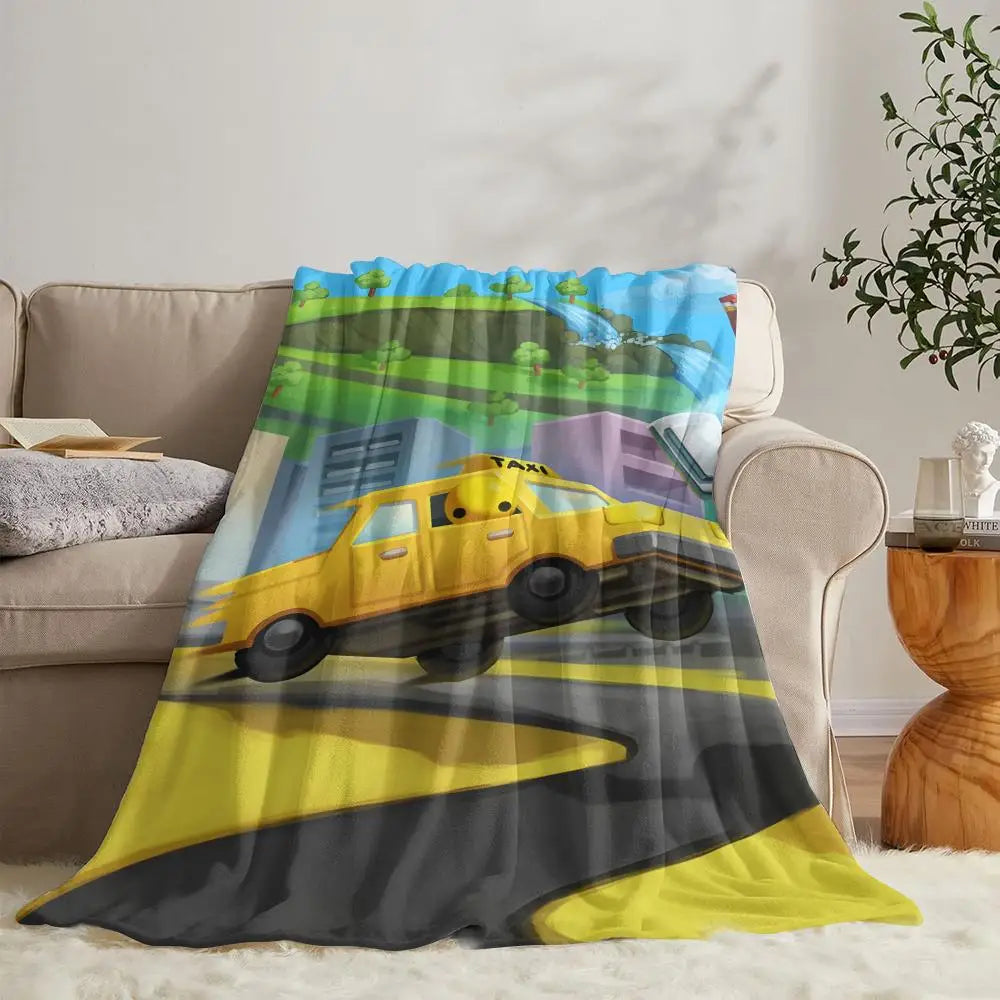 Wobbly Life Cartoon Flannel Throw Blanket for Sofa, Bed & Cozy Naps – Lightweight Printed Fleece