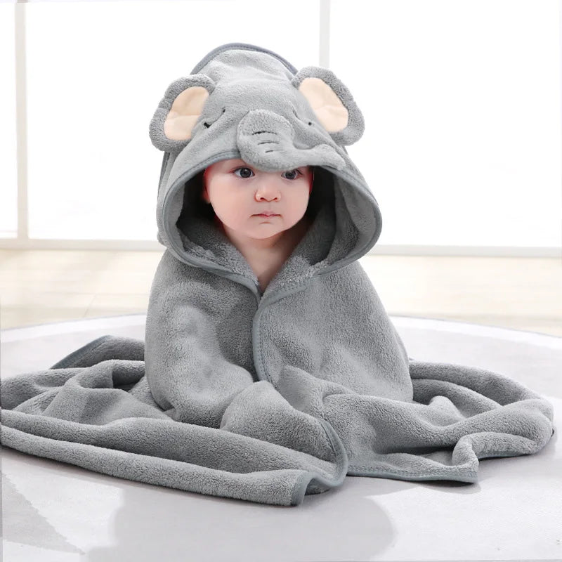 Cartoon Animal Hooded Baby Bath Towel Blanket – Soft Coral Fleece