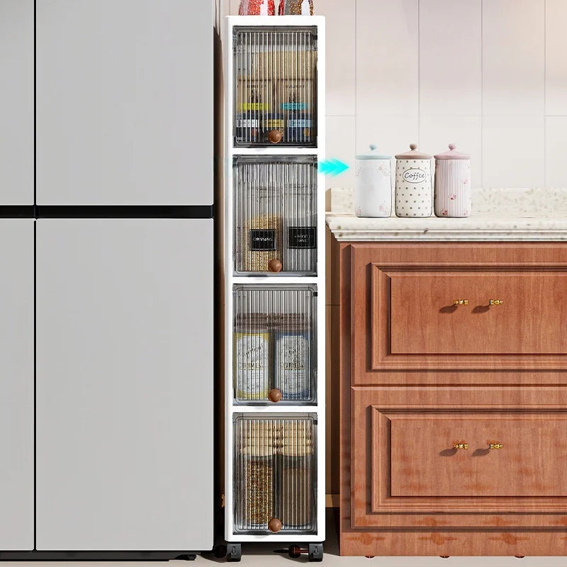 Slim Rolling Cabinet with Doors – 20cm Wide Storage for Kitchen or Bedroom