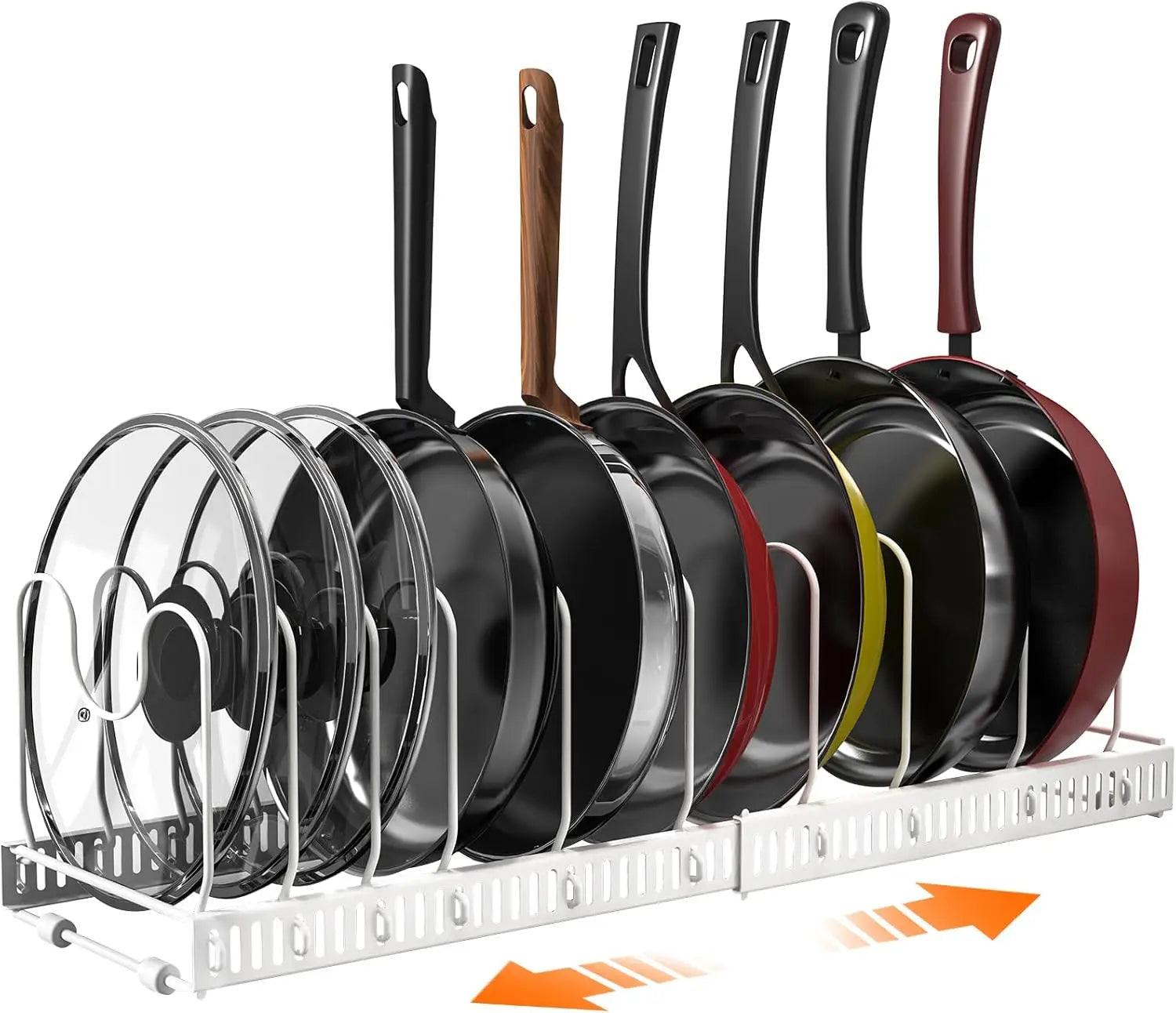 Expandable Pot and Pan Organizer Rack with Adjustable Dividers
