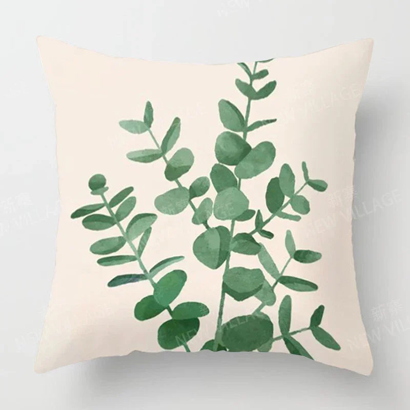 Morandi Autumn Botanical Throw Pillow Cover – Soft Polyester Square Cushion Cover for Couch, Bed, or Living Room Decor