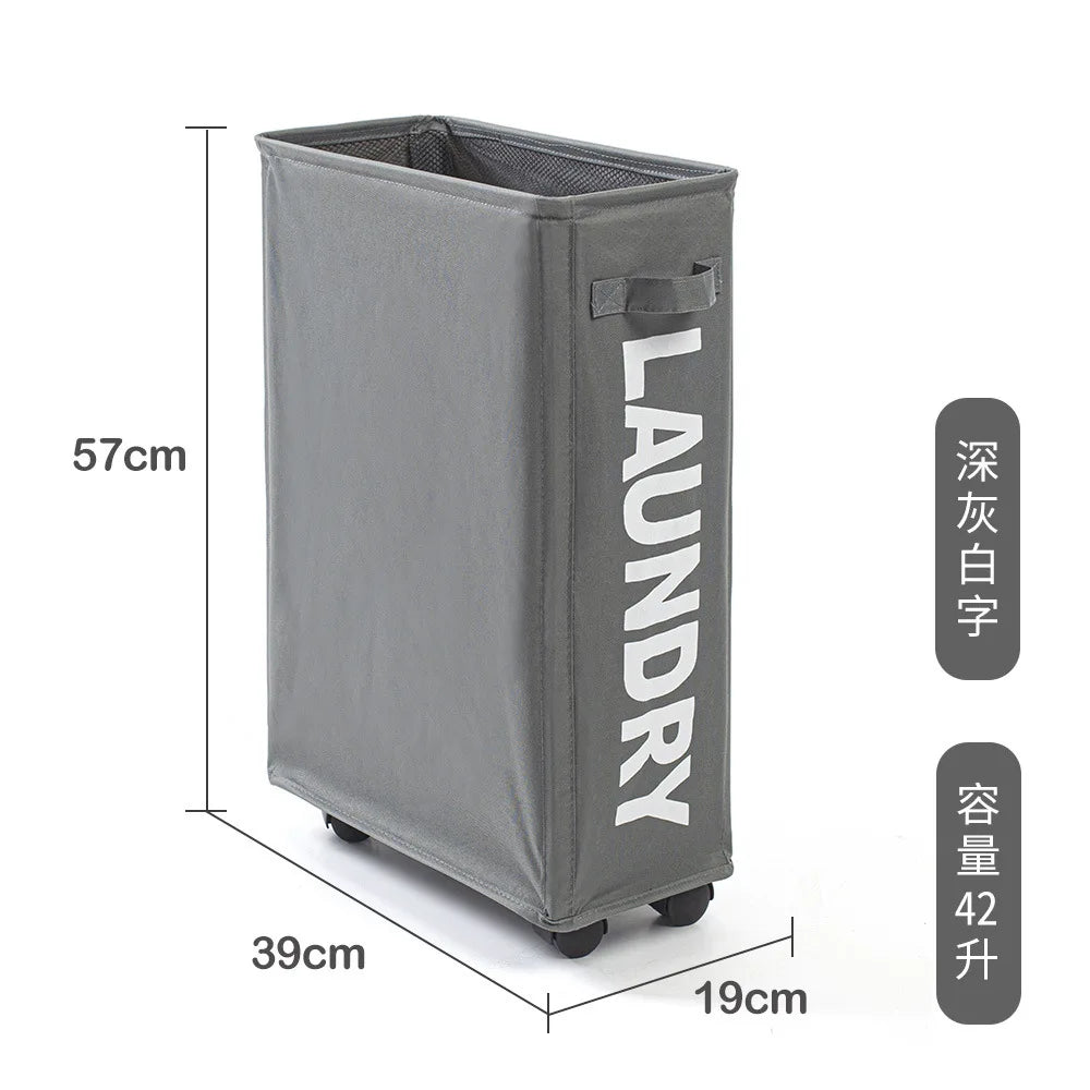Slim Rolling Laundry Basket with Handles – Oxford Cloth