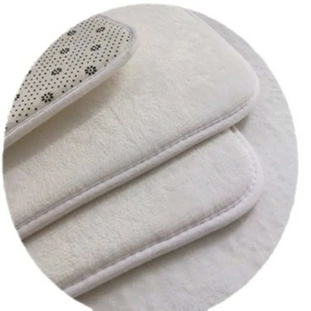 Closeup of the kitchen mat to show soft polyester texture and non-slip back