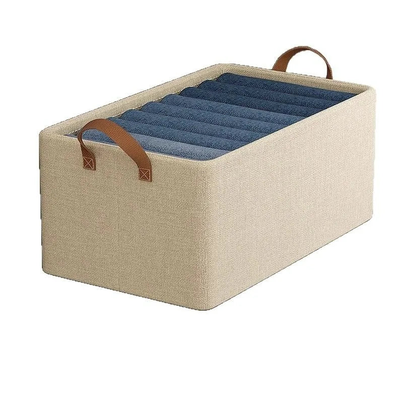Stackable Foldable Fabric Storage Box with Handles for Closet & Wardrobe Organization – Neutral Beige or Gray, Multiple Sizes