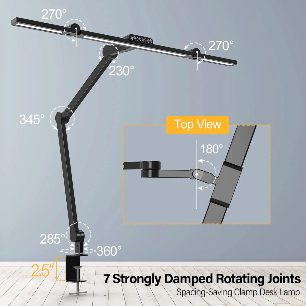 Adjustable LED Clamp Desk Lamp with Dimmable Task Lighting