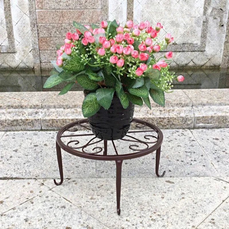 Linden Round Metal Plant Stand – Decorative Flower Pot Riser