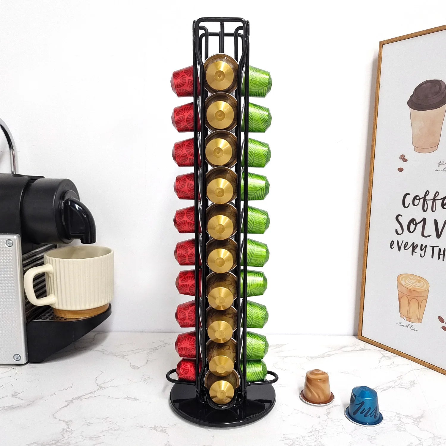 Rotating Coffee Pod Holder for Nespresso OriginalLine – Countertop Organizer