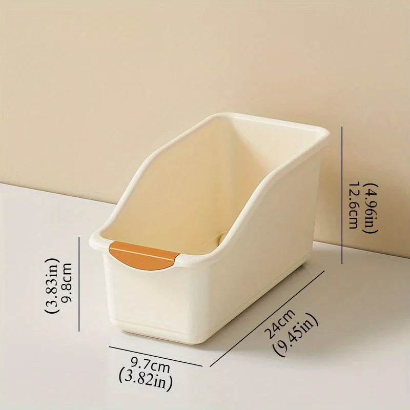 Curved Plastic Storage Bin for Cabinets & Pantry – Easy-Access Organizer for Kitchen, Bathroom & Cleaning Supplies