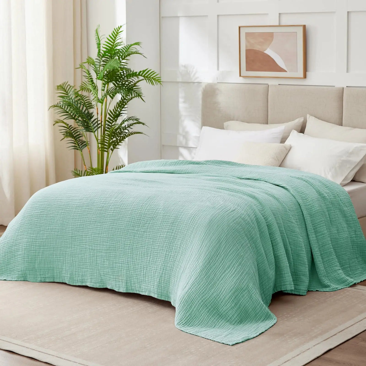 Lightweight 100% Cotton Gauze Bed Blanket – Soft, Breathable Layer for Cozy Bedrooms & Living Rooms