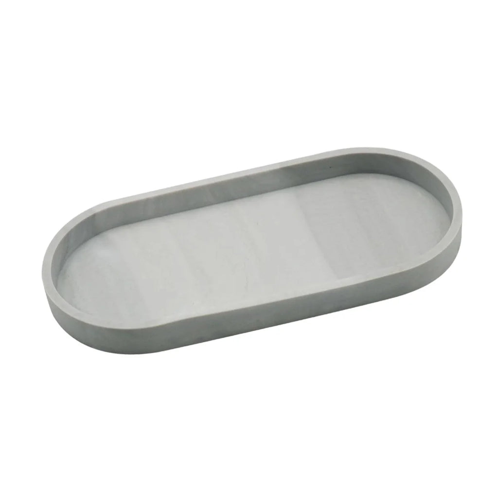 Matte Silicone Oval Vanity Tray for Soap, Dispensers & Small Essentials – Bathroom, Kitchen, or Nightstand