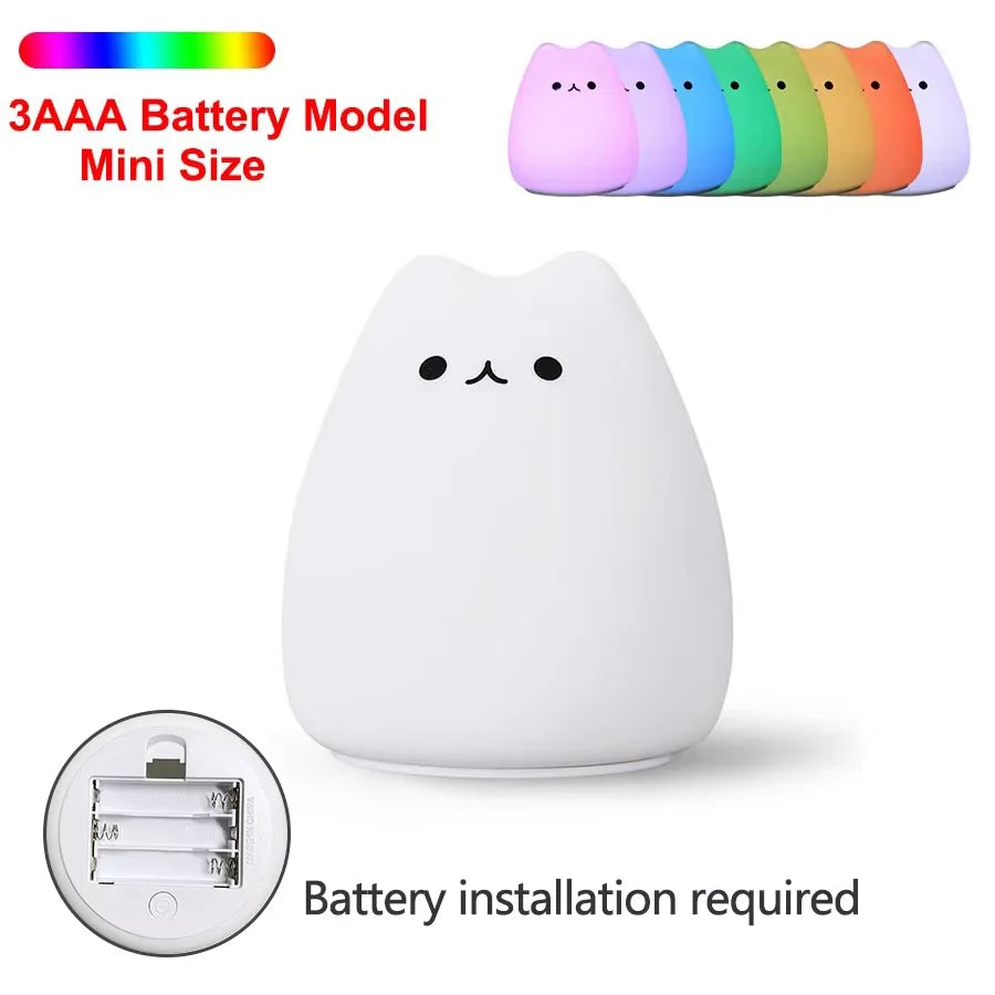 Milo Cat Silicone Night Light with Touch Control – Nursery Table Lamp