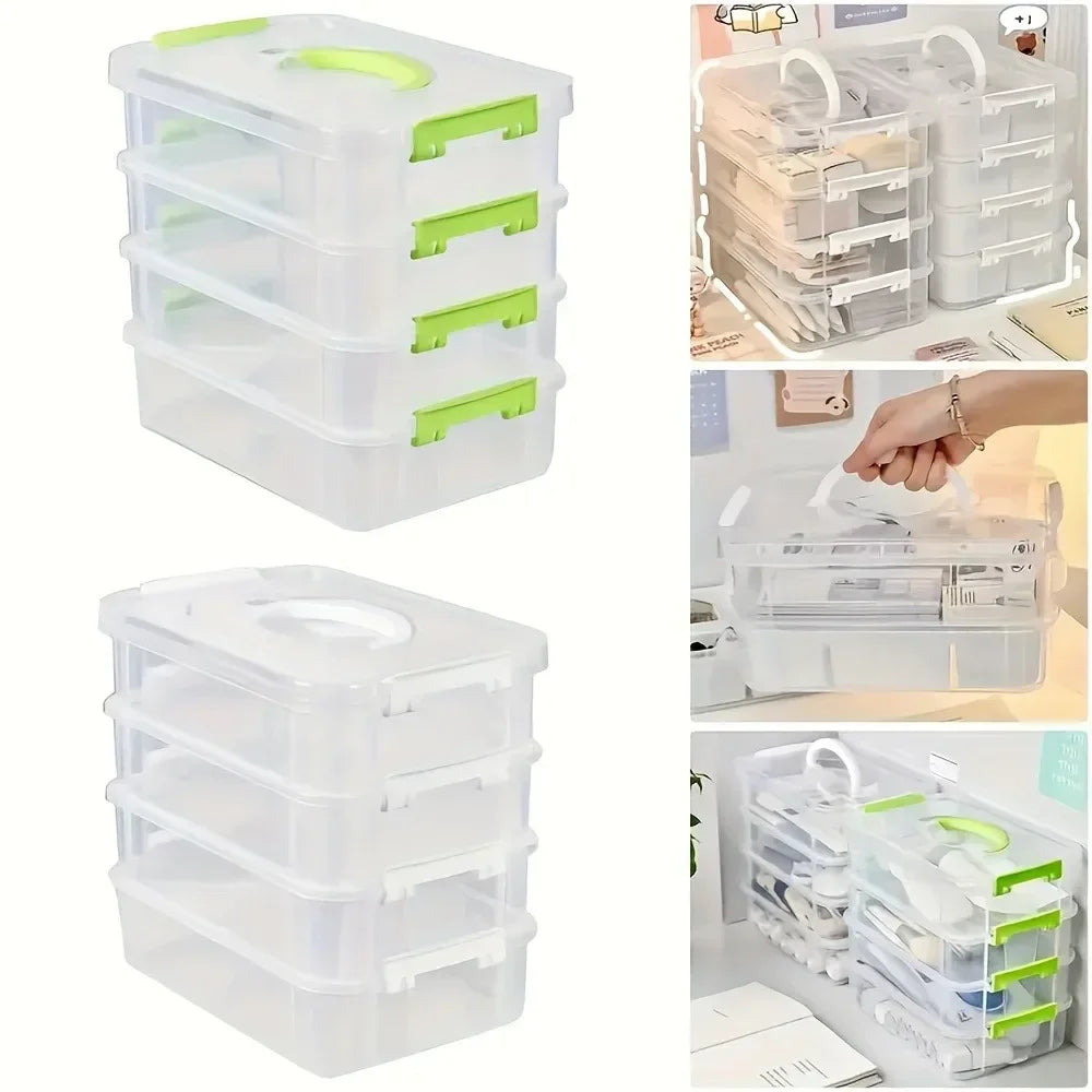 Stackable Transparent Storage Box with Handle for Home Organization