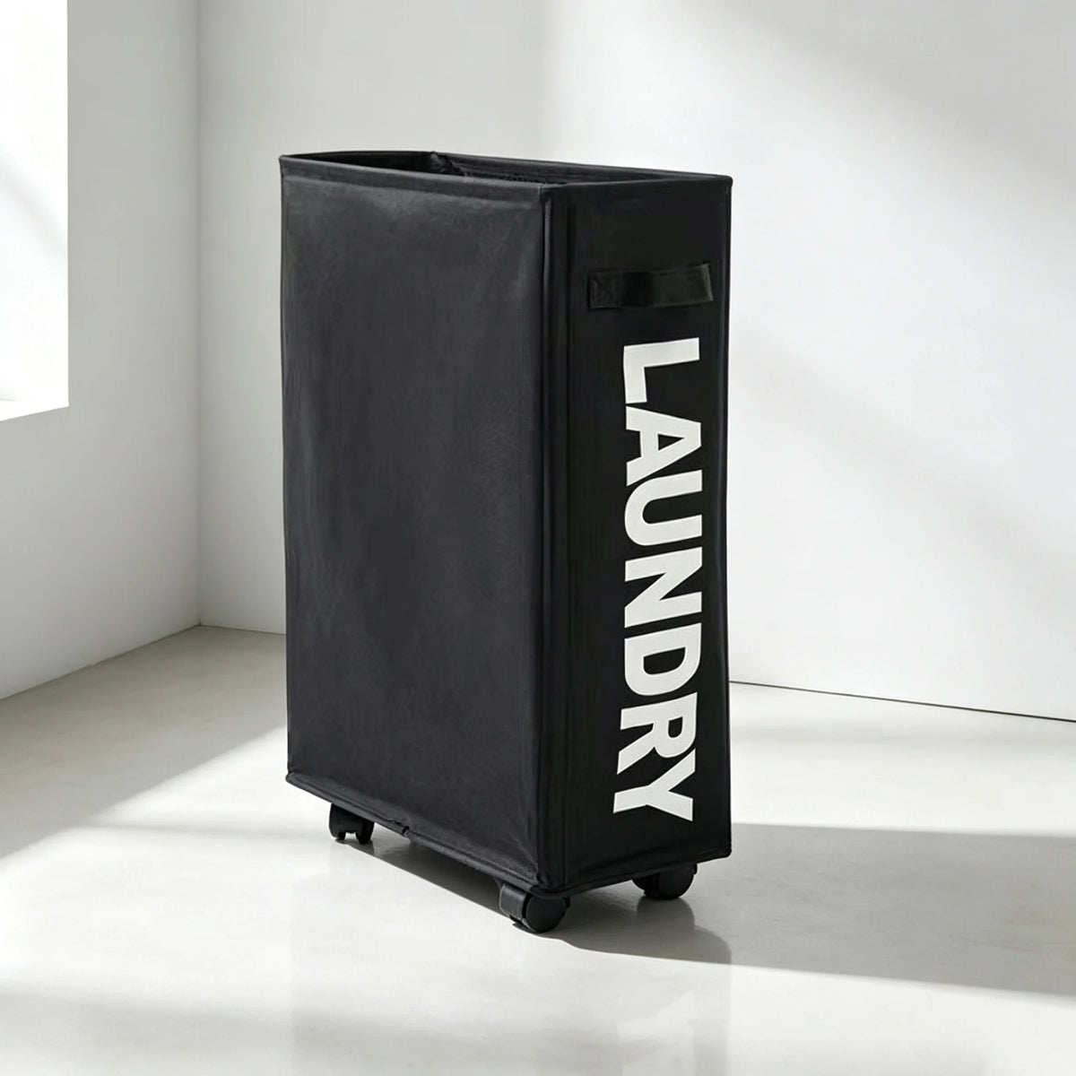 Slim Rolling Laundry Hamper with Wheels – Narrow Oxford Laundry Basket for Small Spaces, Bathroom or Bedroom