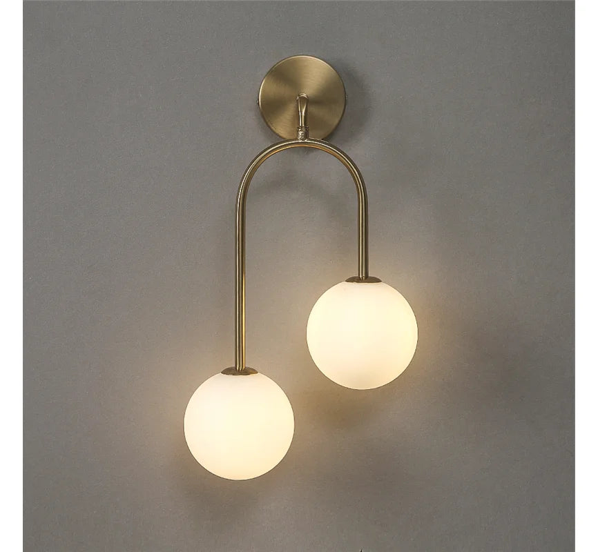 Willow Double Globe Wall Sconce – Frosted Glass Modern Accent Lighting for Bedroom & Living Room