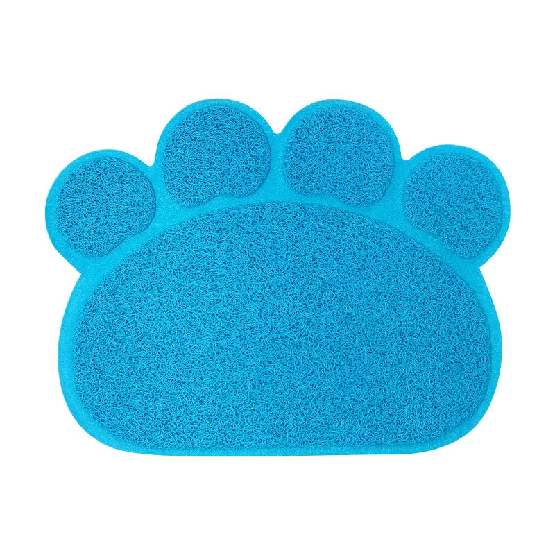 Paw Print Cat Litter Mat – Colorful Non-Slip PVC Floor Protector for Litter Box & Pet Feeding Area