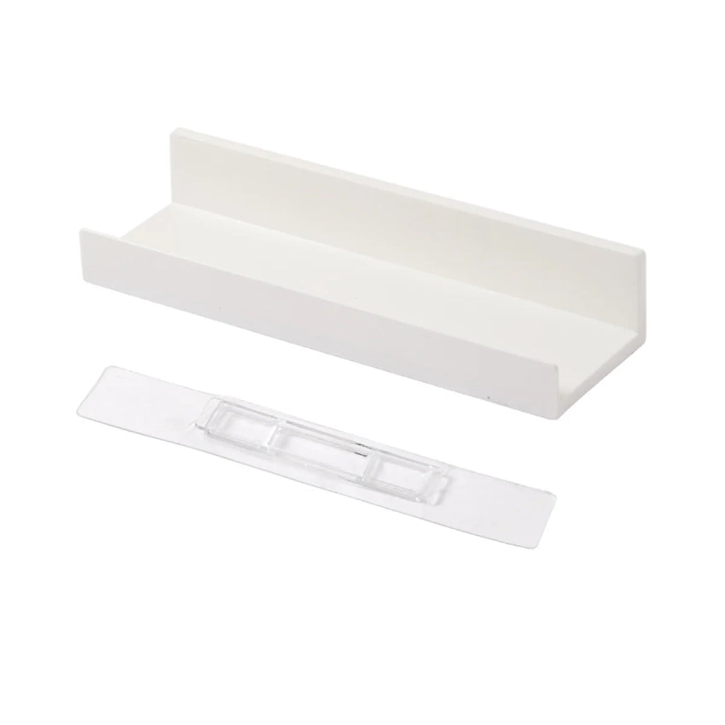 Slim White Self-Adhesive Wall Shelf for Bathroom, Kitchen & Bedroom Organization – Plastic, Drill-Free, 27cm