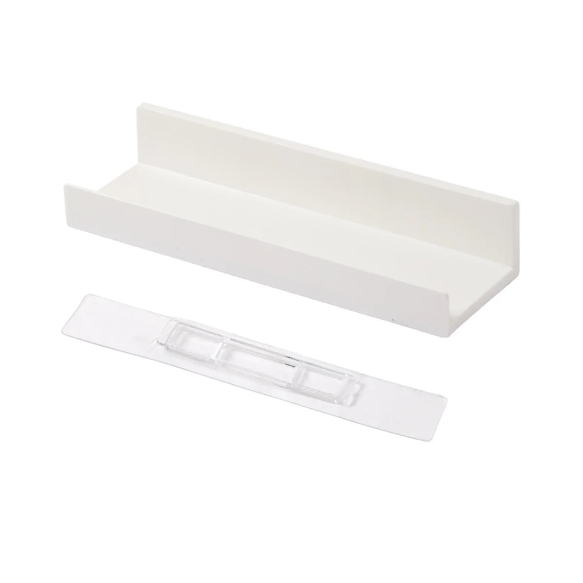 Slim White Self-Adhesive Wall Shelf for Bathroom, Kitchen & Bedroom Organization – Plastic, Drill-Free, 27cm