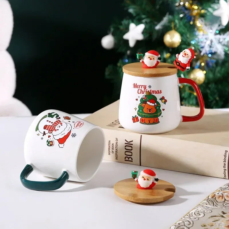 Noelle Ceramic Christmas Mug Gift Set with Lid & Spoon