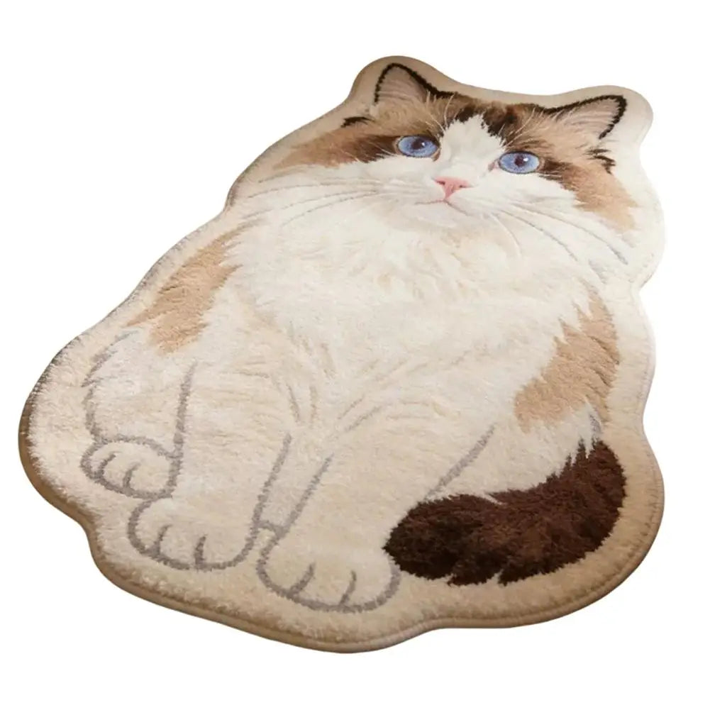 Hazel Cat-Shaped Plush Bedroom Rug – Soft Non-Slip Accent Mat for Cat Lovers (40x60cm, Multiple Styles)