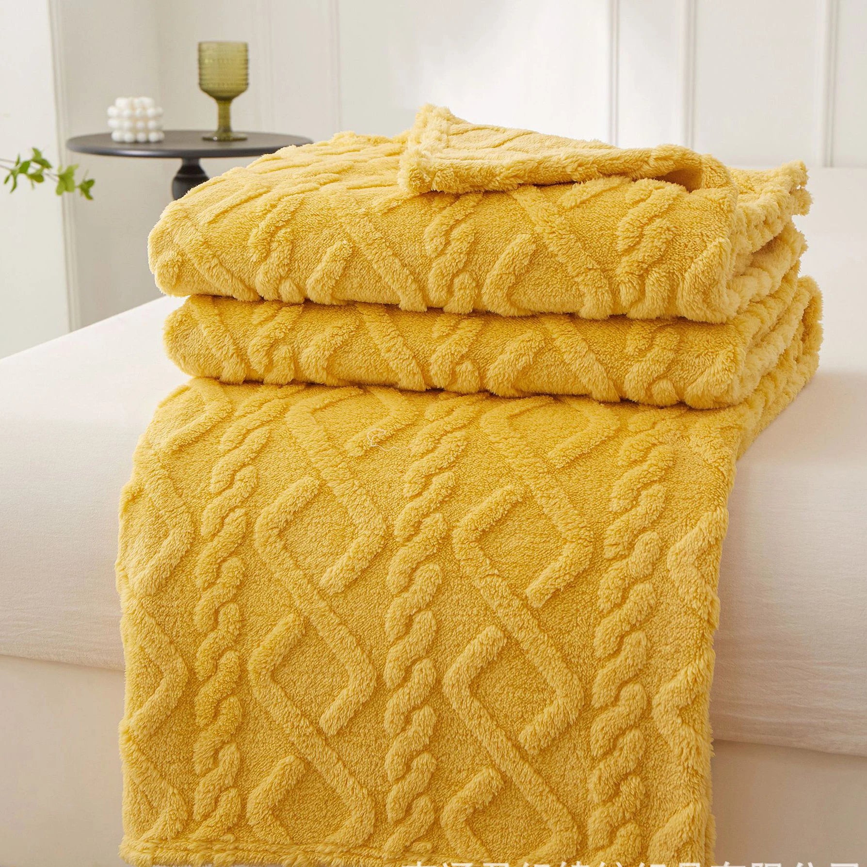 Braided Sherpa Fleece Throw Blanket for Bed or Sofa
