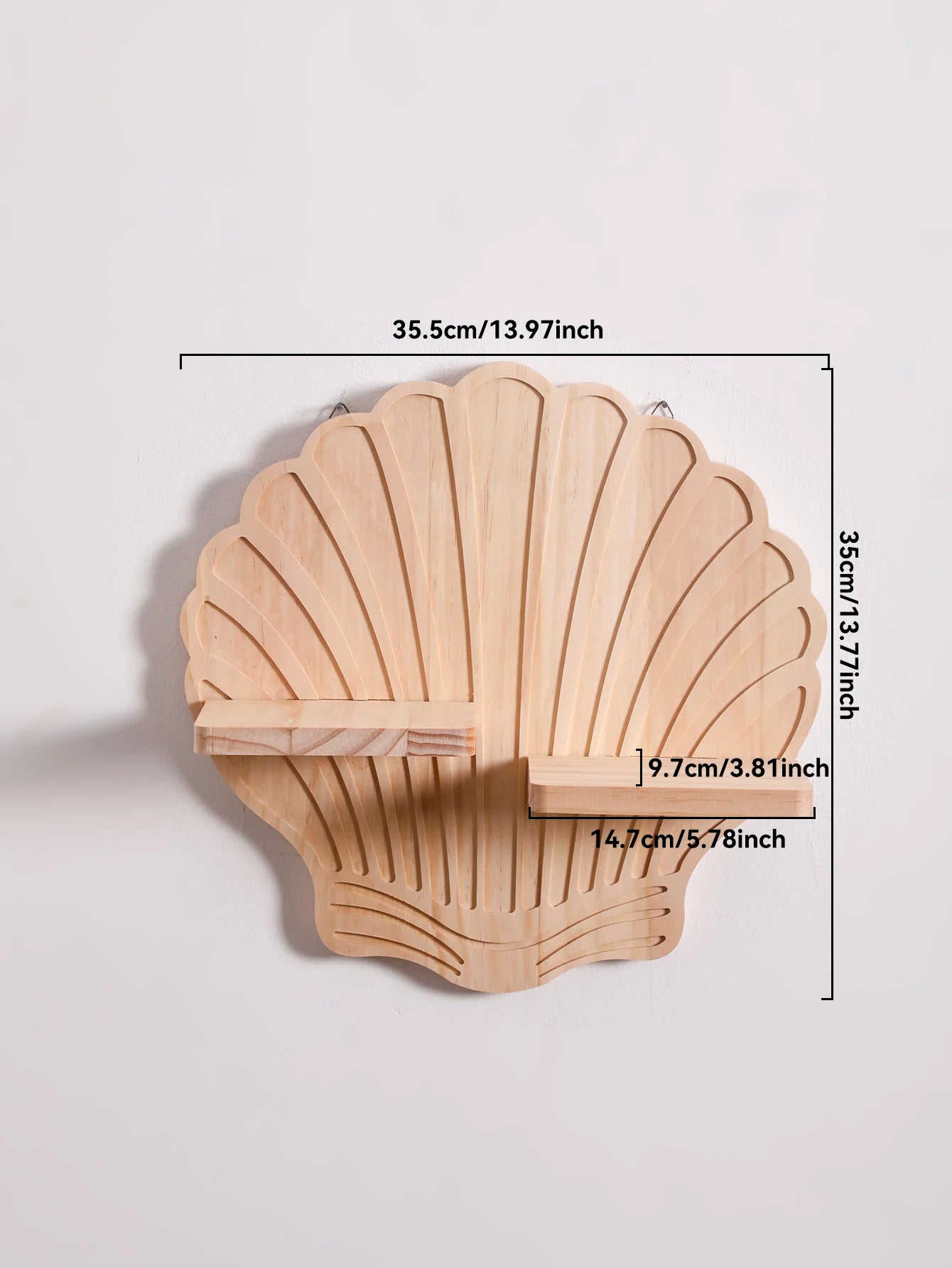 Arden Seashell Wooden Wall Shelf for Bedroom & Living Room Floating Display