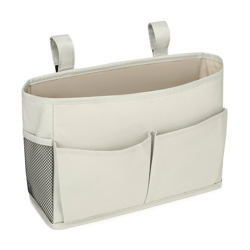 Oxford Bedside Caddy Organizer with Hooks and Mesh Pockets